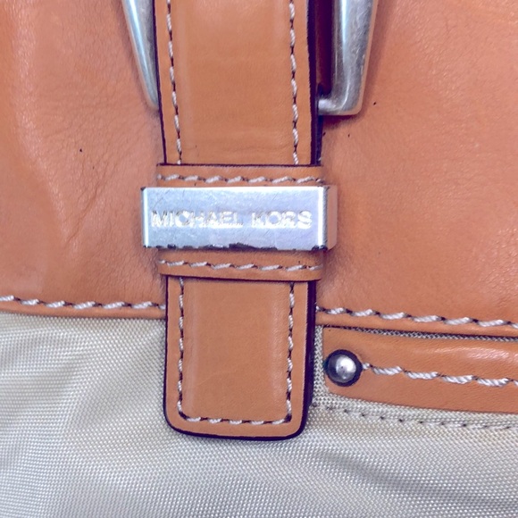 MICHAEL KORS tan and brown nylon and leather medium sized tote. - Picture 5 of 16